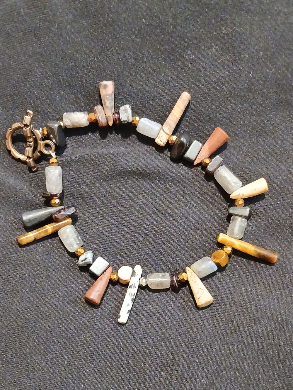 Multicolor Natural Stone Spike Bracelet